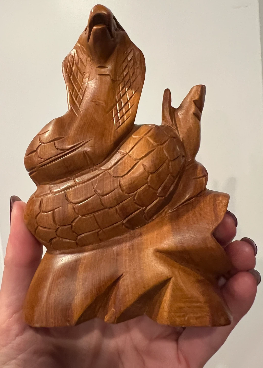 Vintage Hand-Carved Wooden Cobra Sculpture - photo 5