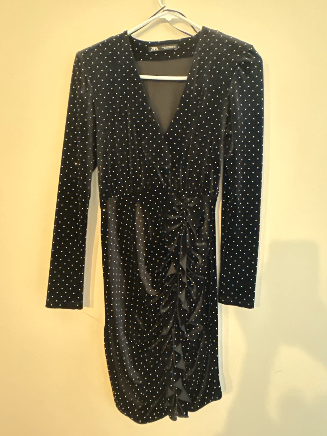 ZARA Black Velvet Beaded Dress
