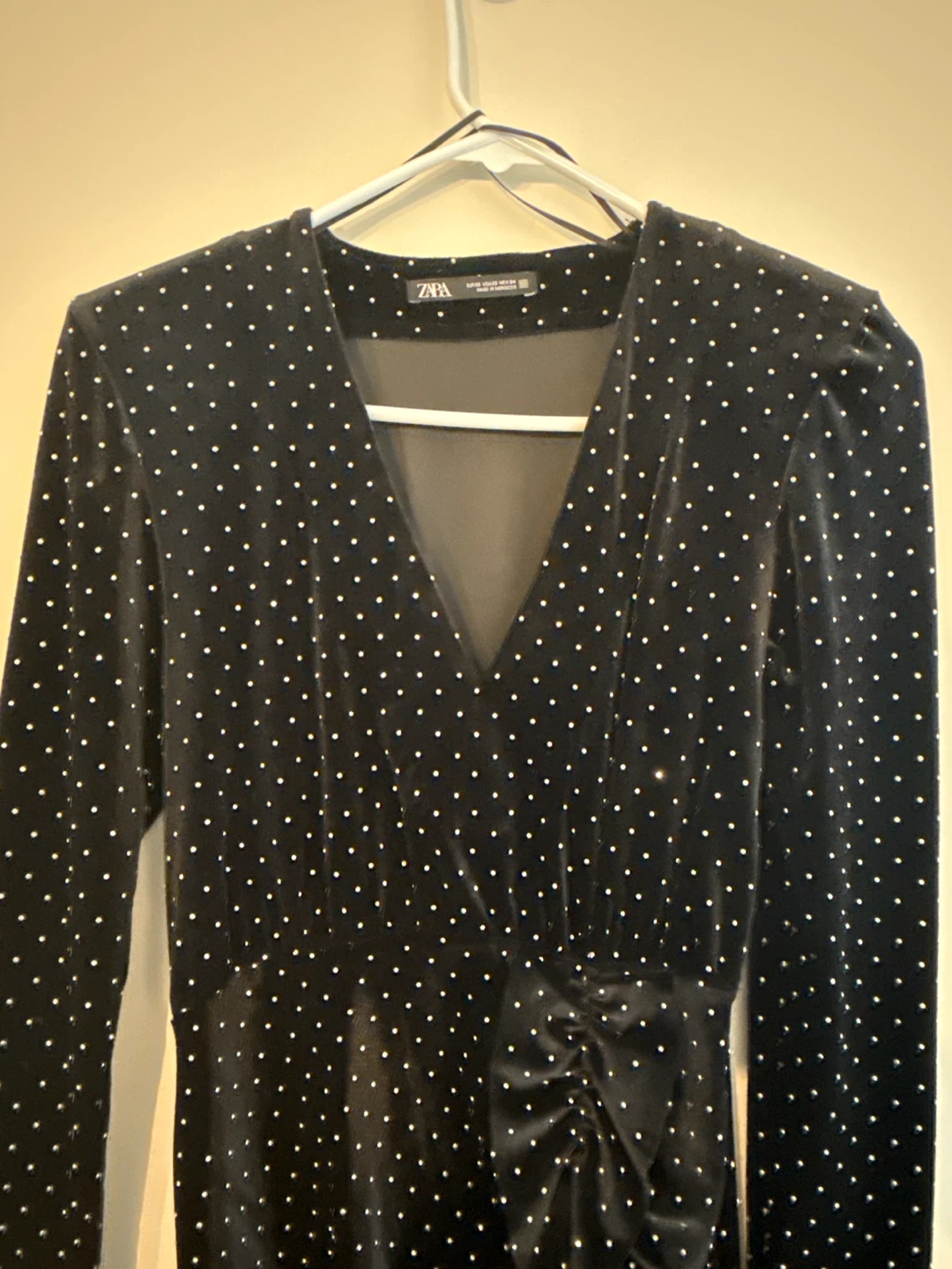 ZARA Black Velvet Beaded Dress - photo 4