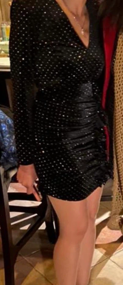 ZARA Black Velvet Beaded Dress - photo 2
