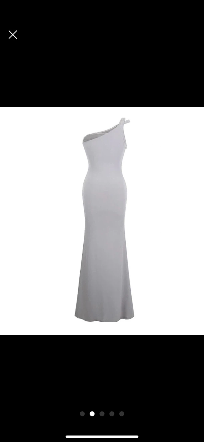 New Silver one shoulder sequin floor length dress - photo 2