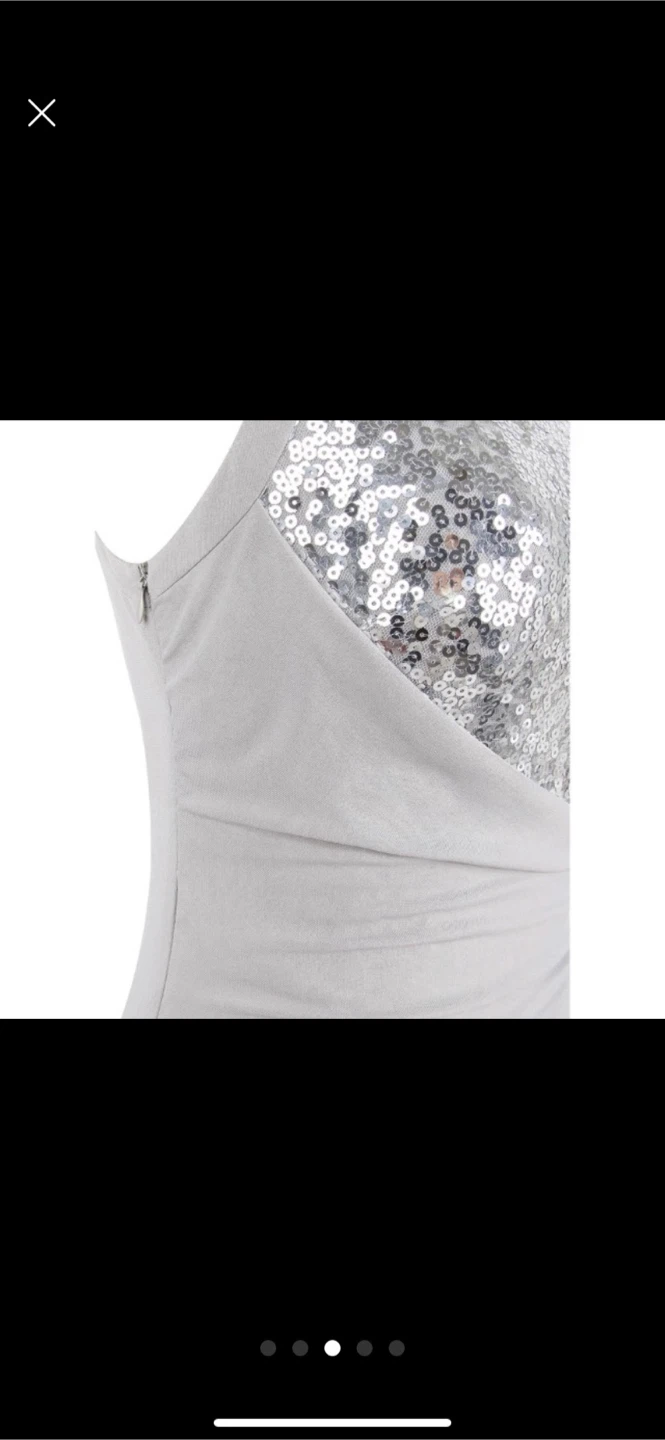 New Silver one shoulder sequin floor length dress - photo 3