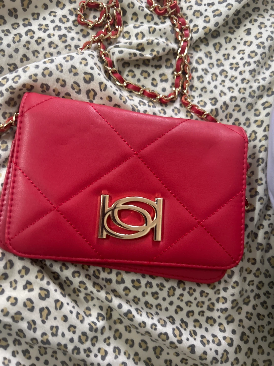 Bebe Red Quilted Crossbody Bag