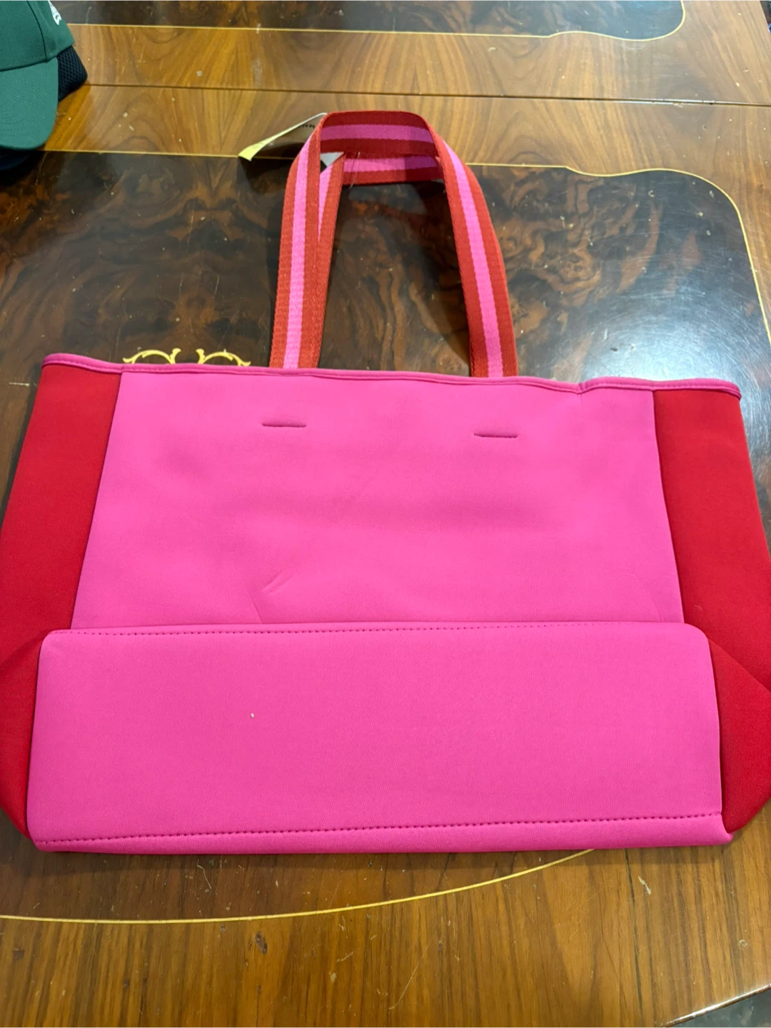 Summersalt pink and red neoprene tote bag