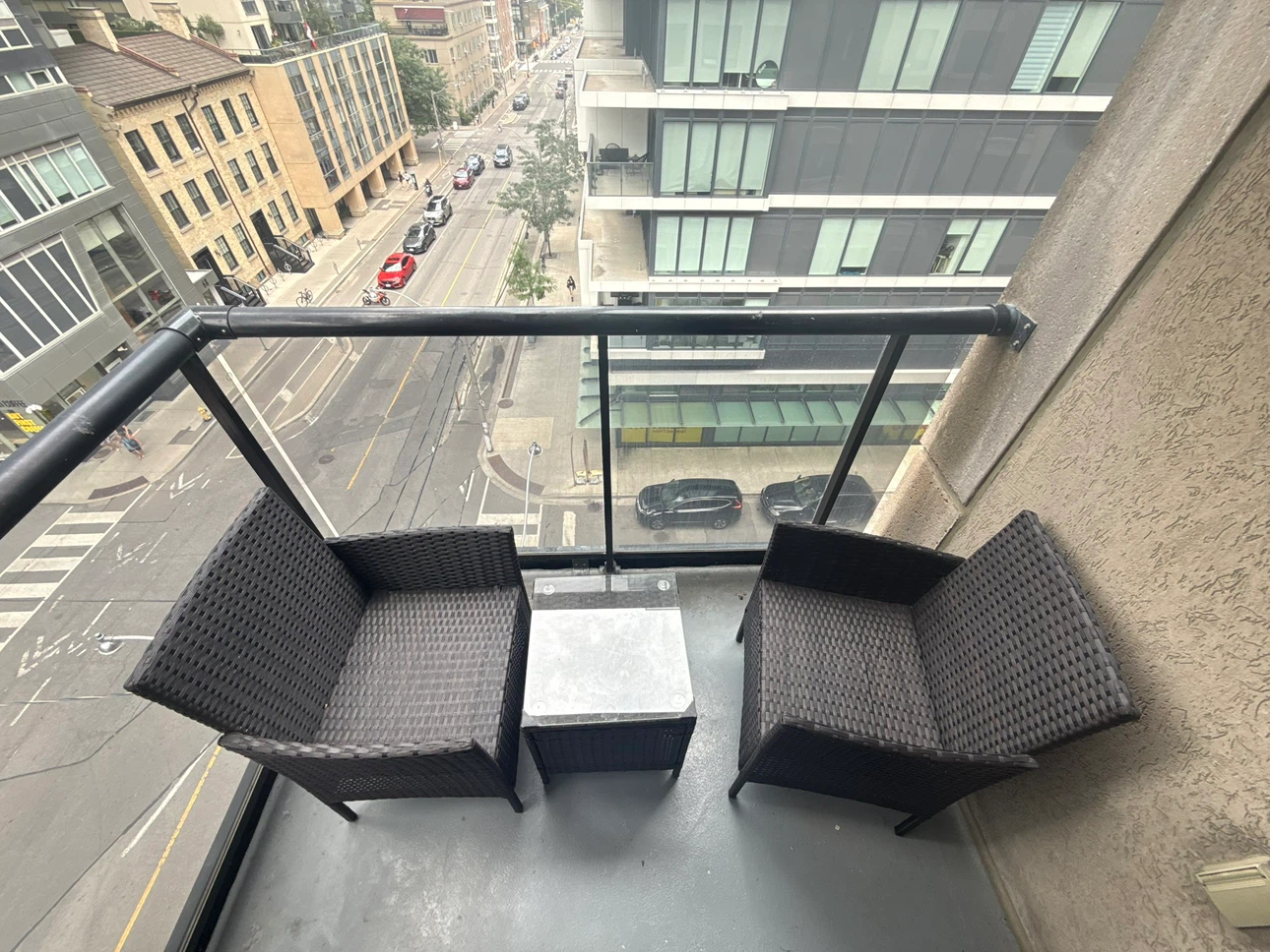 Wicker patio furniture set with table