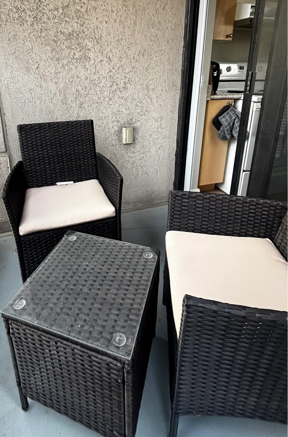 Wicker patio furniture set with table - photo 2
