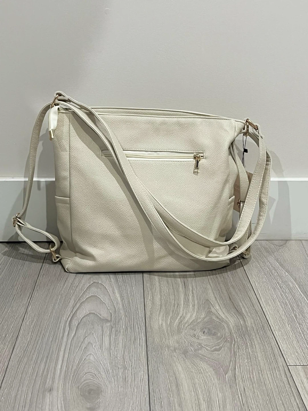 Cream Convertible Backpack/Shoulder Bag