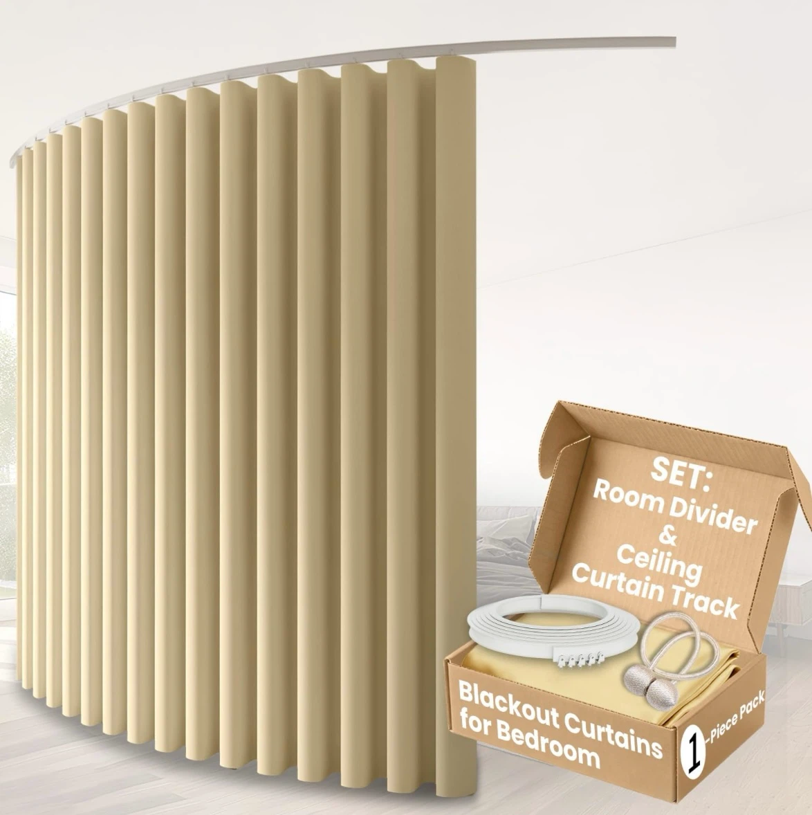 Room Divider and Ceiling Curtain Track Set