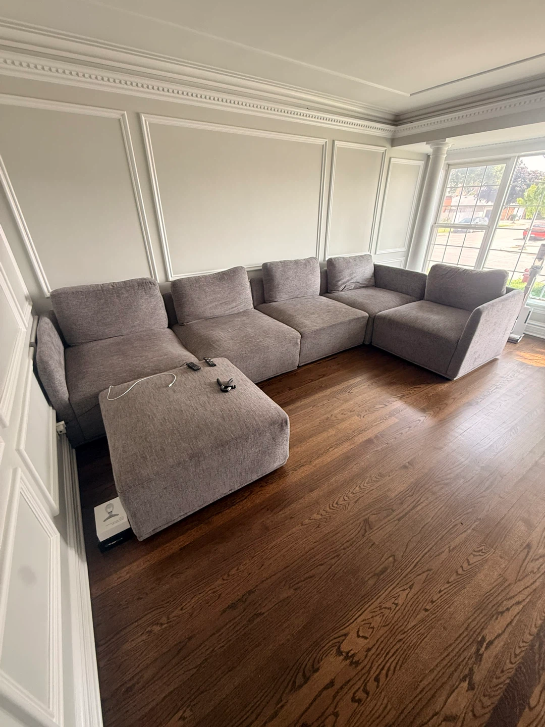 Large grey modular sectional sofa with ottoman - photo 2