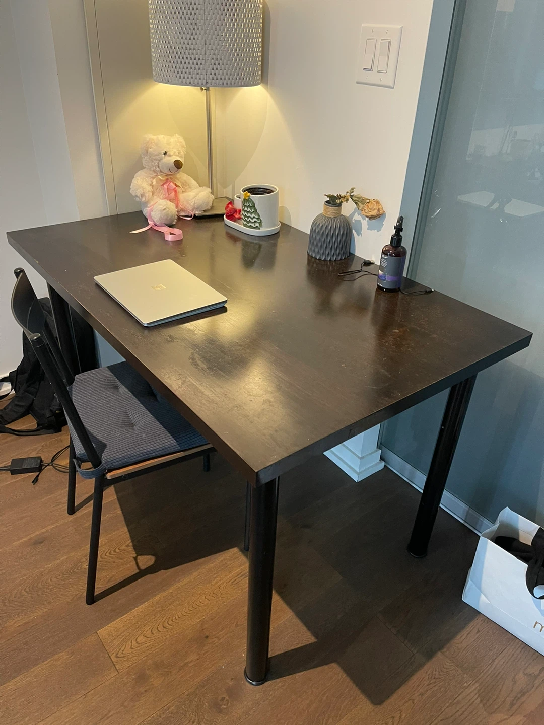 Dark Wood Desk with Black Legs