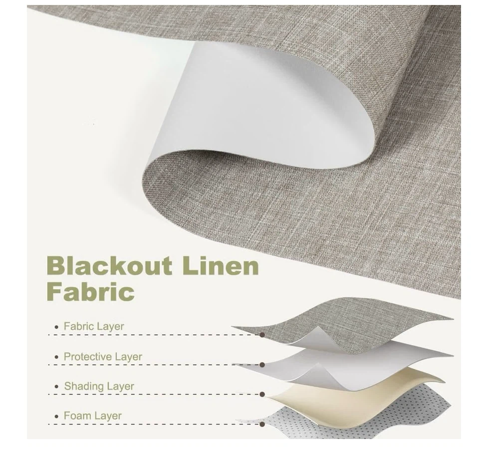 SEEYE Linen Blackout Roller Shades - Cordless - photo 2