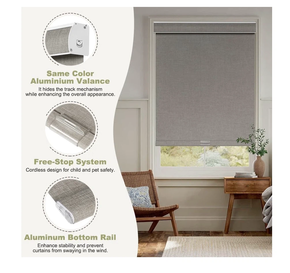 SEEYE Linen Blackout Roller Shades - Cordless - photo 3