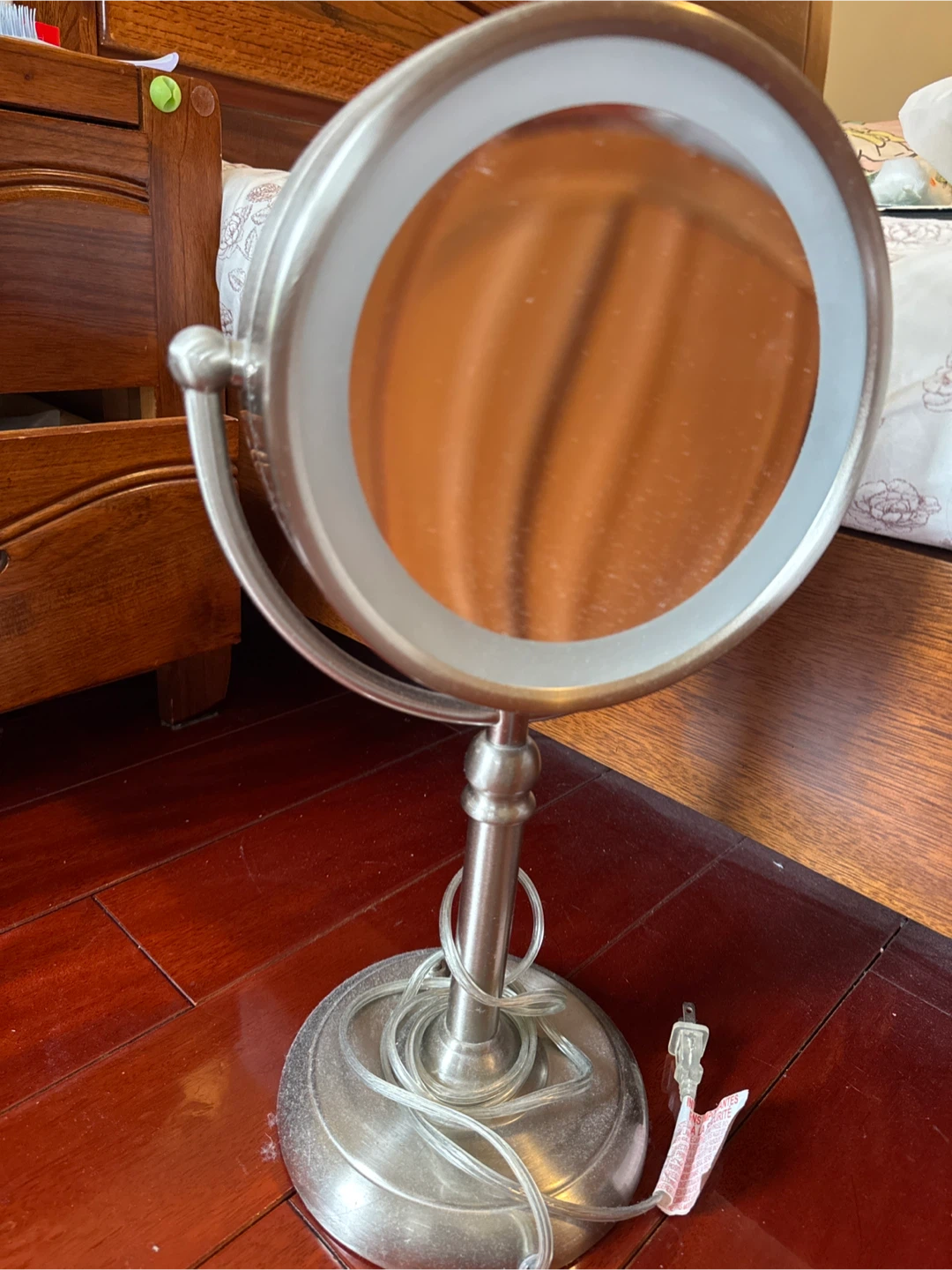 Silver Double-Sided Vanity Mirror with Light - photo 2
