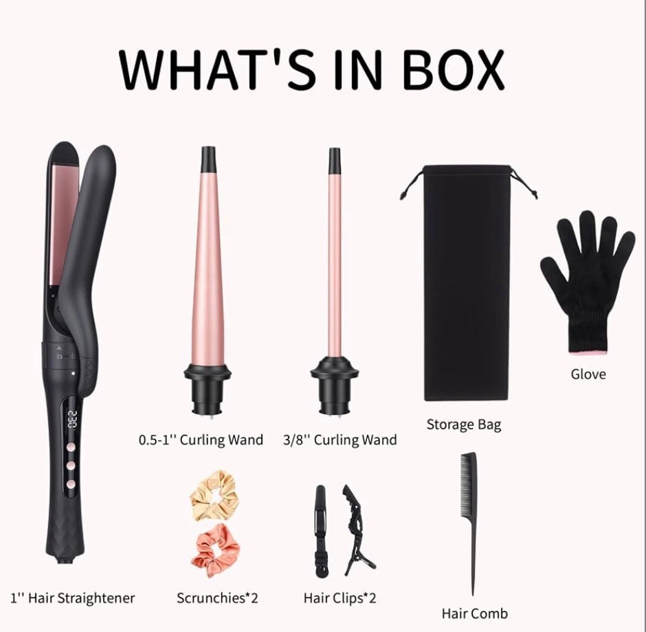 3-in-1 Hair Straightener & Curling Wand Set