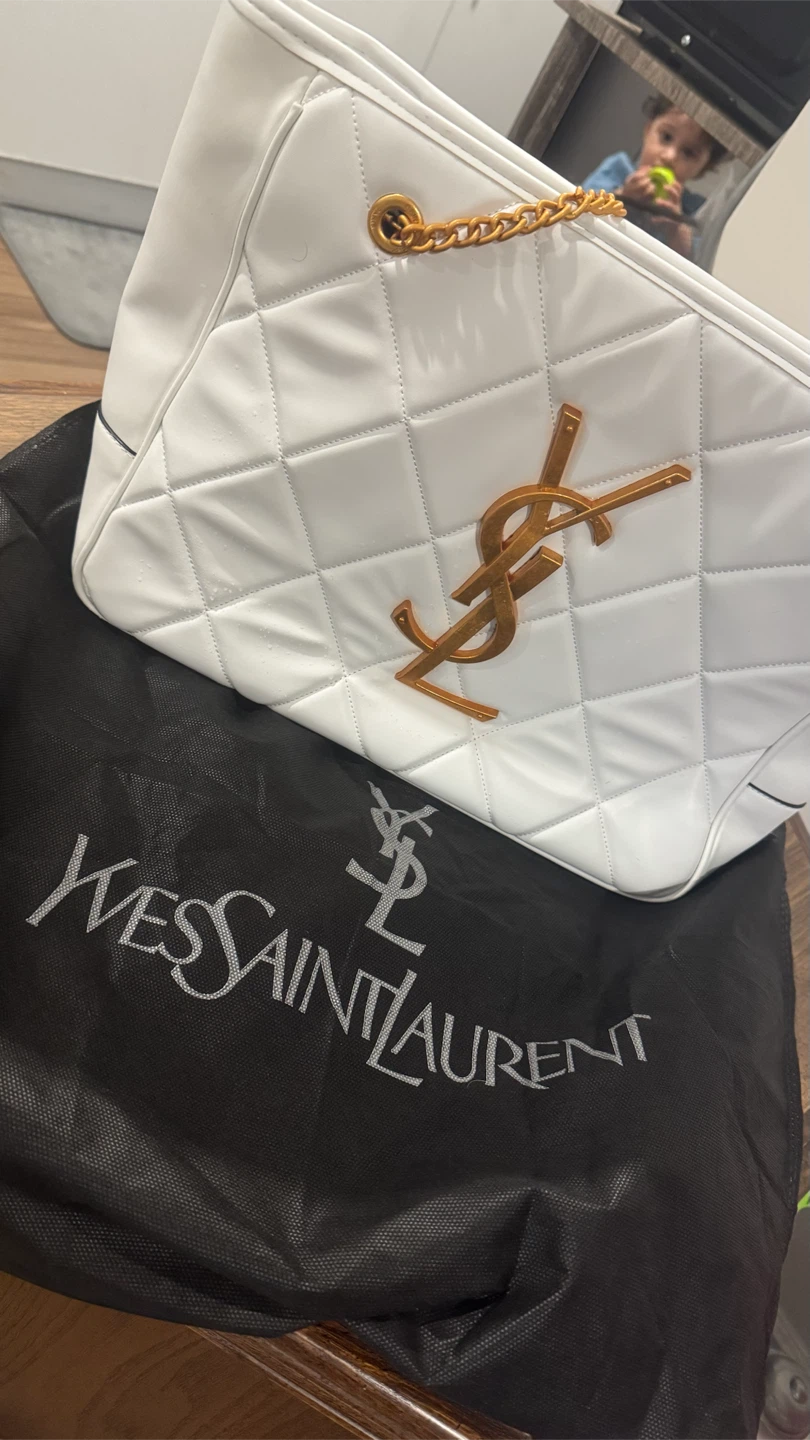 Yves Saint Laurent White Quilted Tote Bag