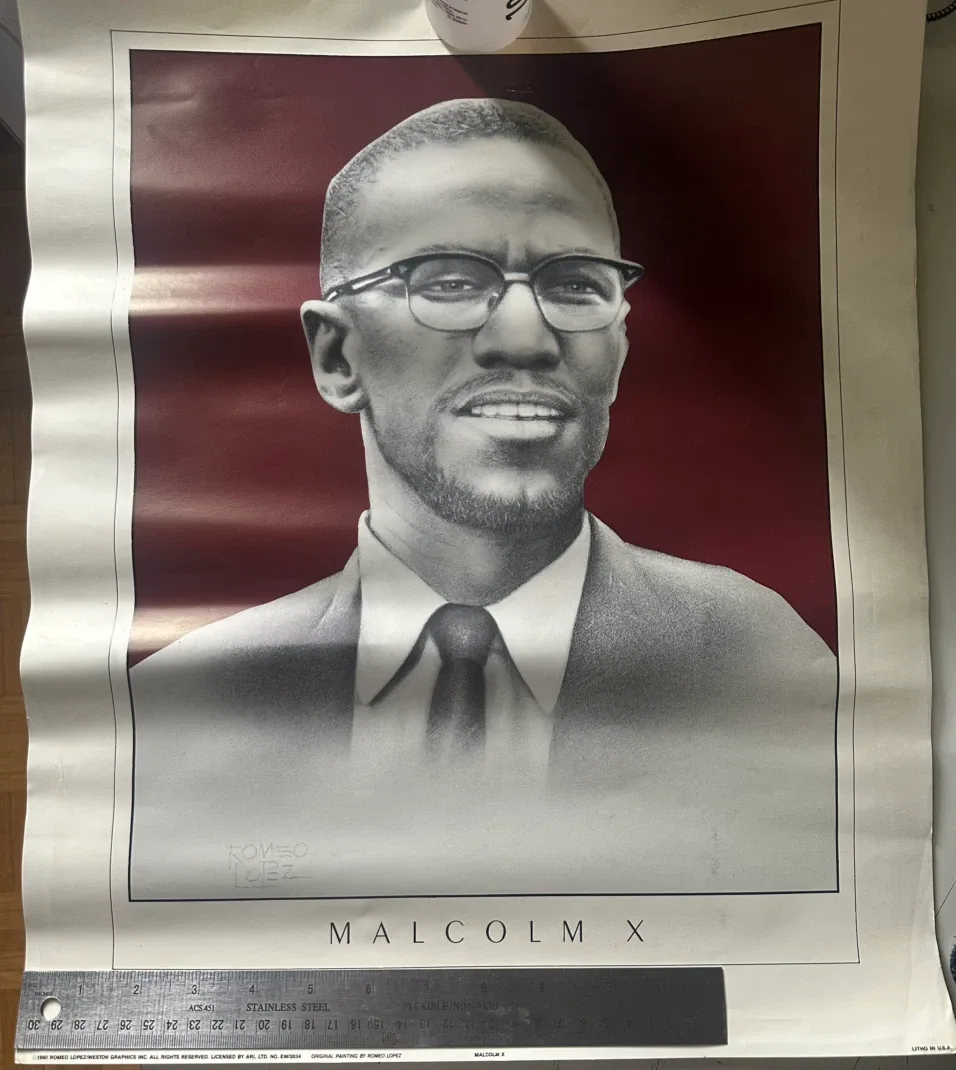 Malcolm X Poster by Romeo Lopez - 1990