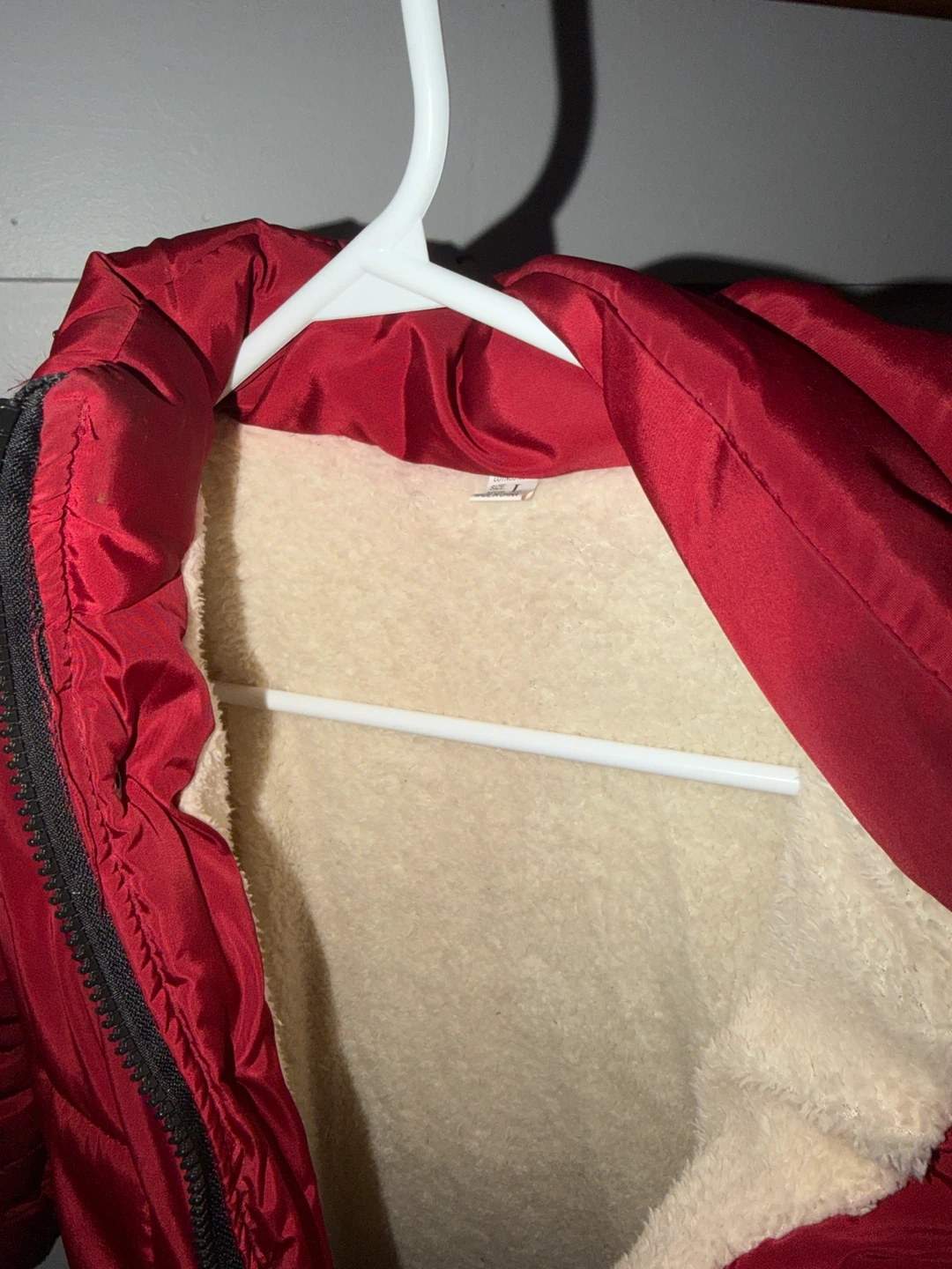 Red Puffer Winter Jacket with Faux Fur Trim - photo 3