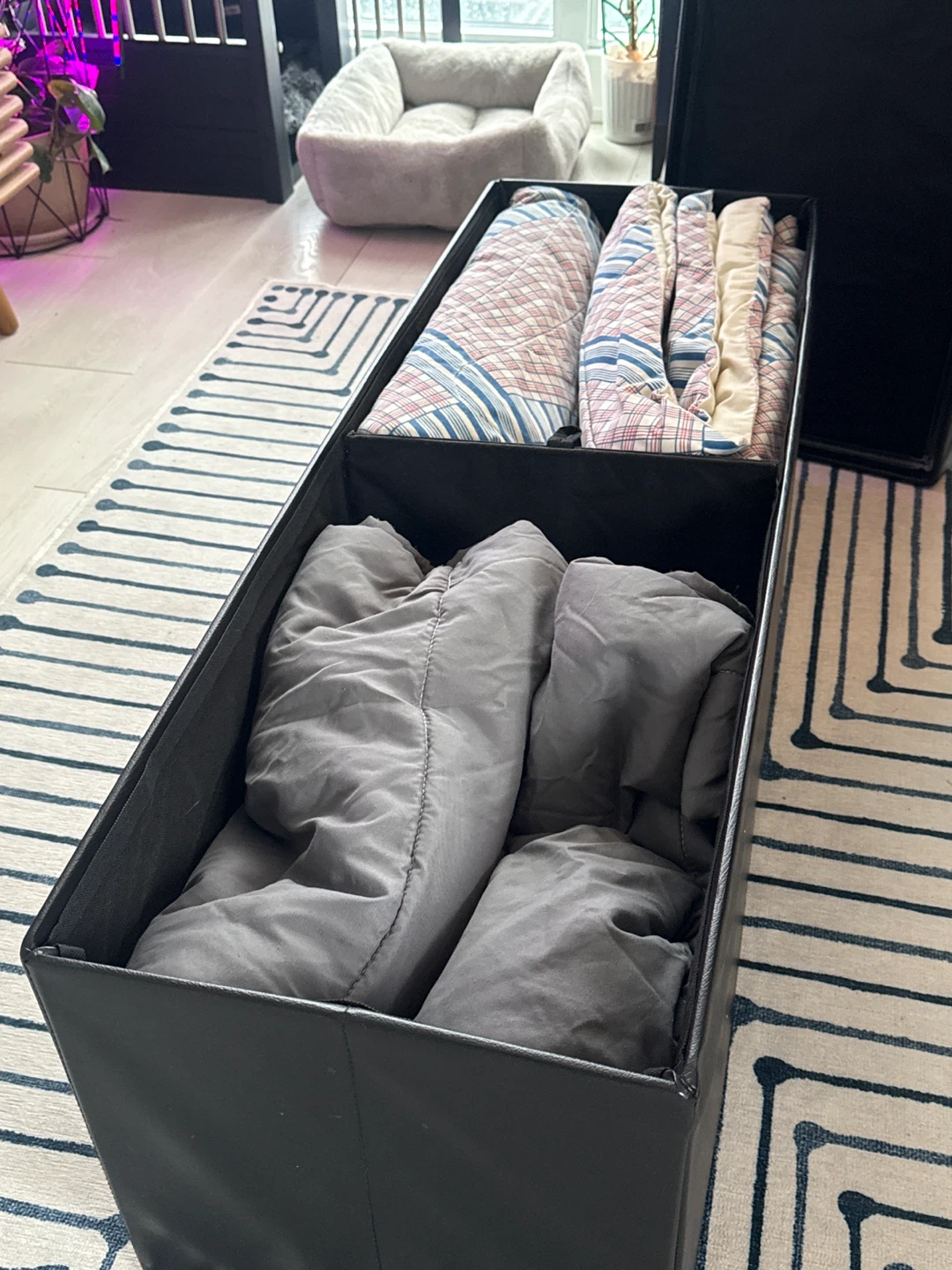 Black Tufted Storage Ottoman Bench - photo 3
