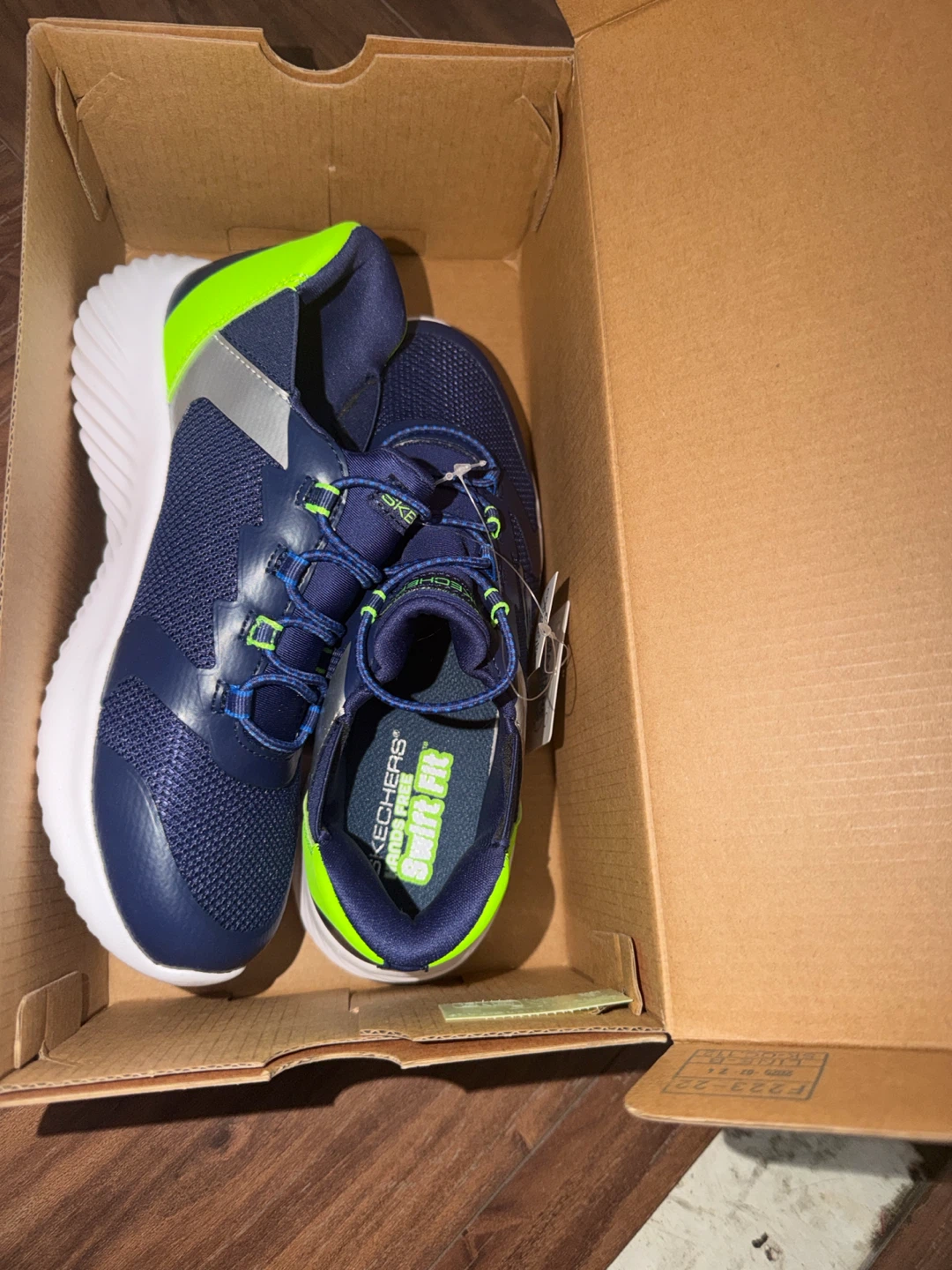 Skechers Kids' Navy Blue & Green Athletic Shoes