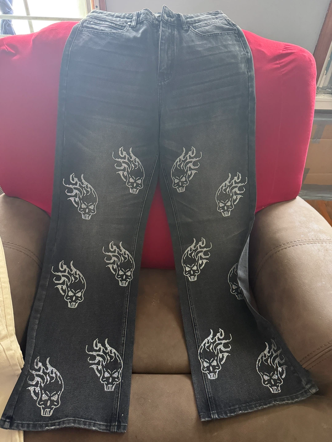 Rockstar Original Black Skull Flame Jeans - Size 32