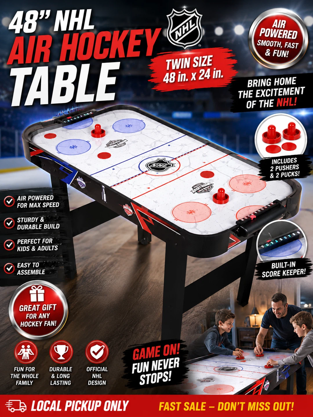 🚨 BRAND NEW & SEALED🚨 🏒 EastPoint NHL 48" Hover Air Hockey Table - photo 2