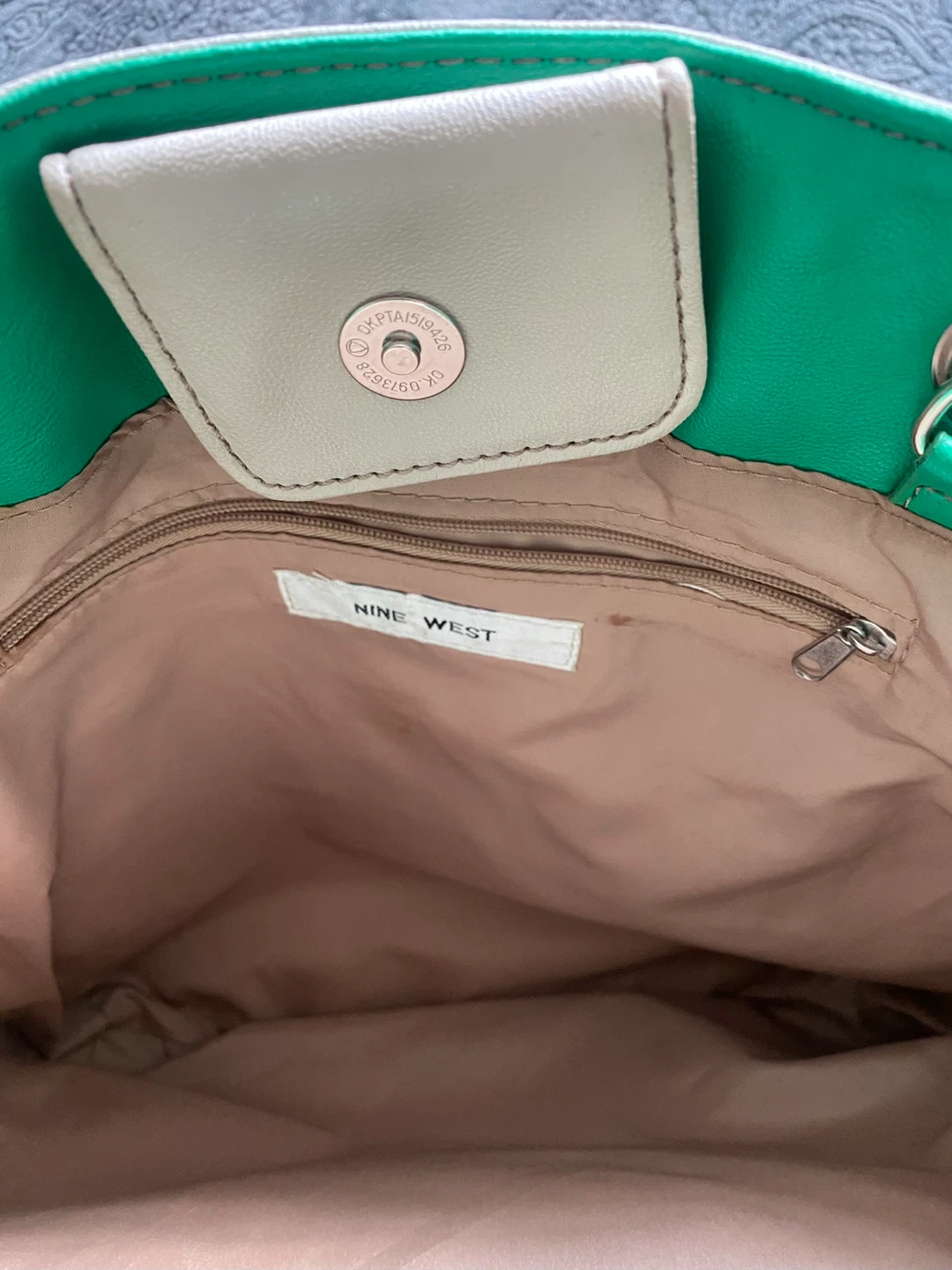 Nine West cream and green tote bag - photo 2