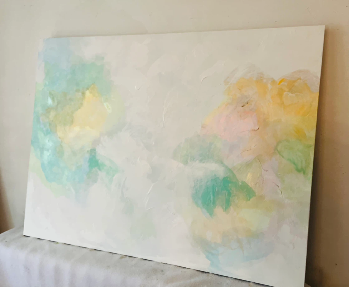 Large Abstract oil painting in pastel colours