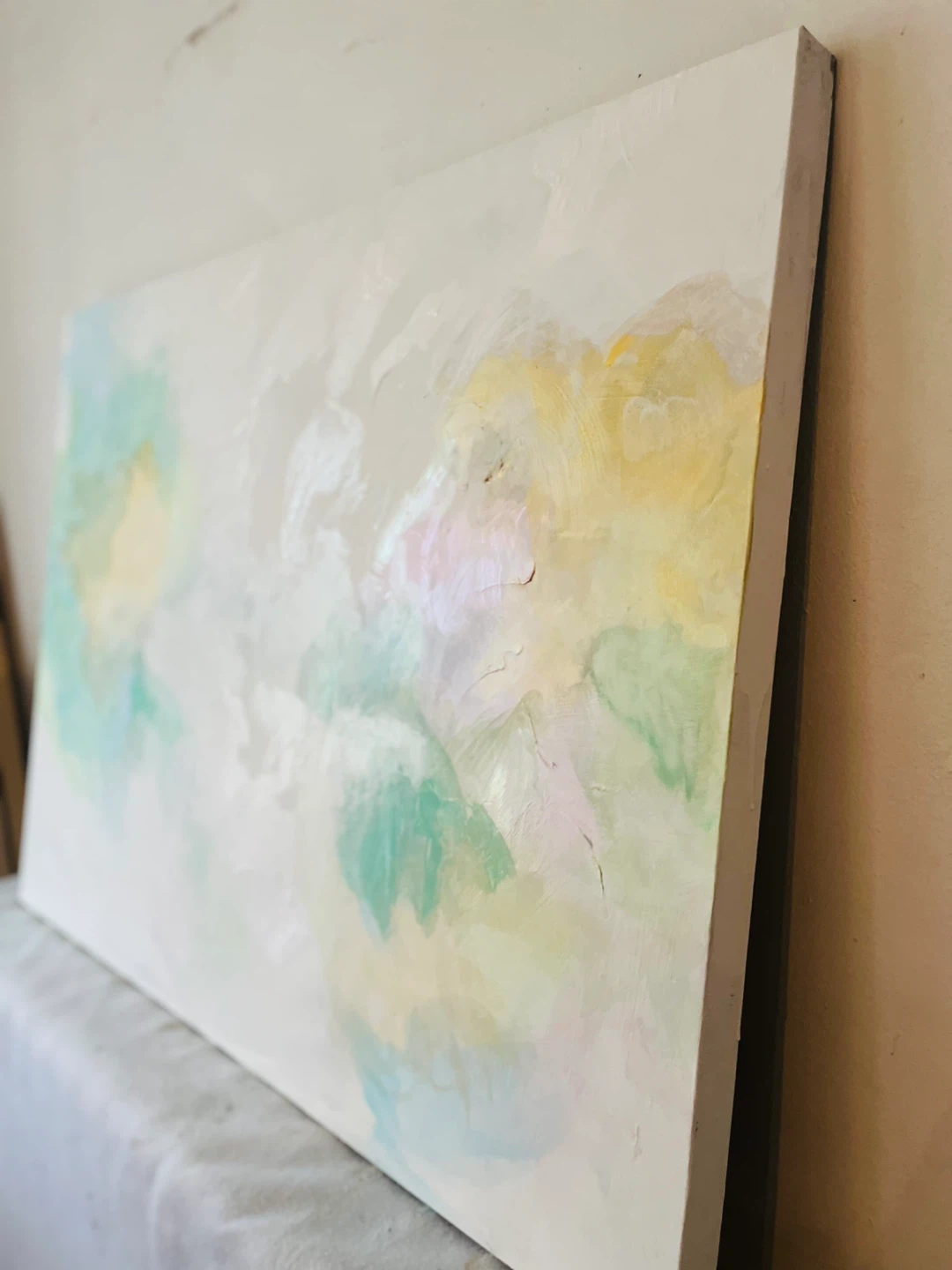 Large Abstract oil painting in pastel colours - photo 2