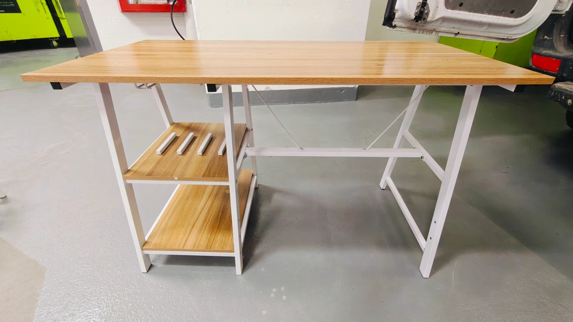 Wooden Top Desk with 2-Tier Storage Shelf