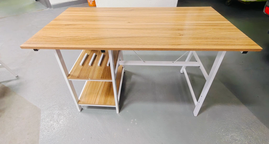Wooden Top Desk with 2-Tier Storage Shelf - photo 2