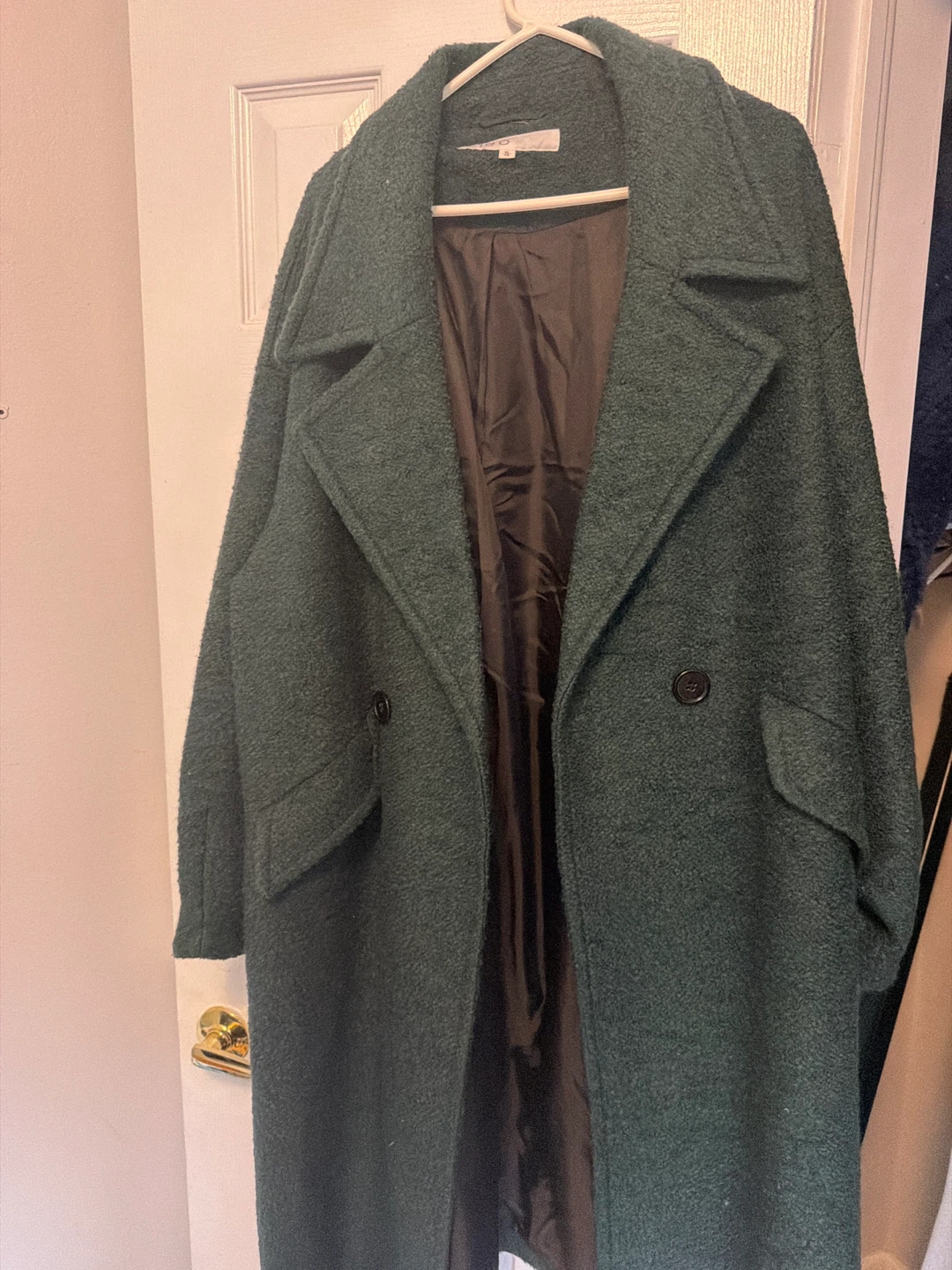 Cleo Green Textured Wool Blend Coat