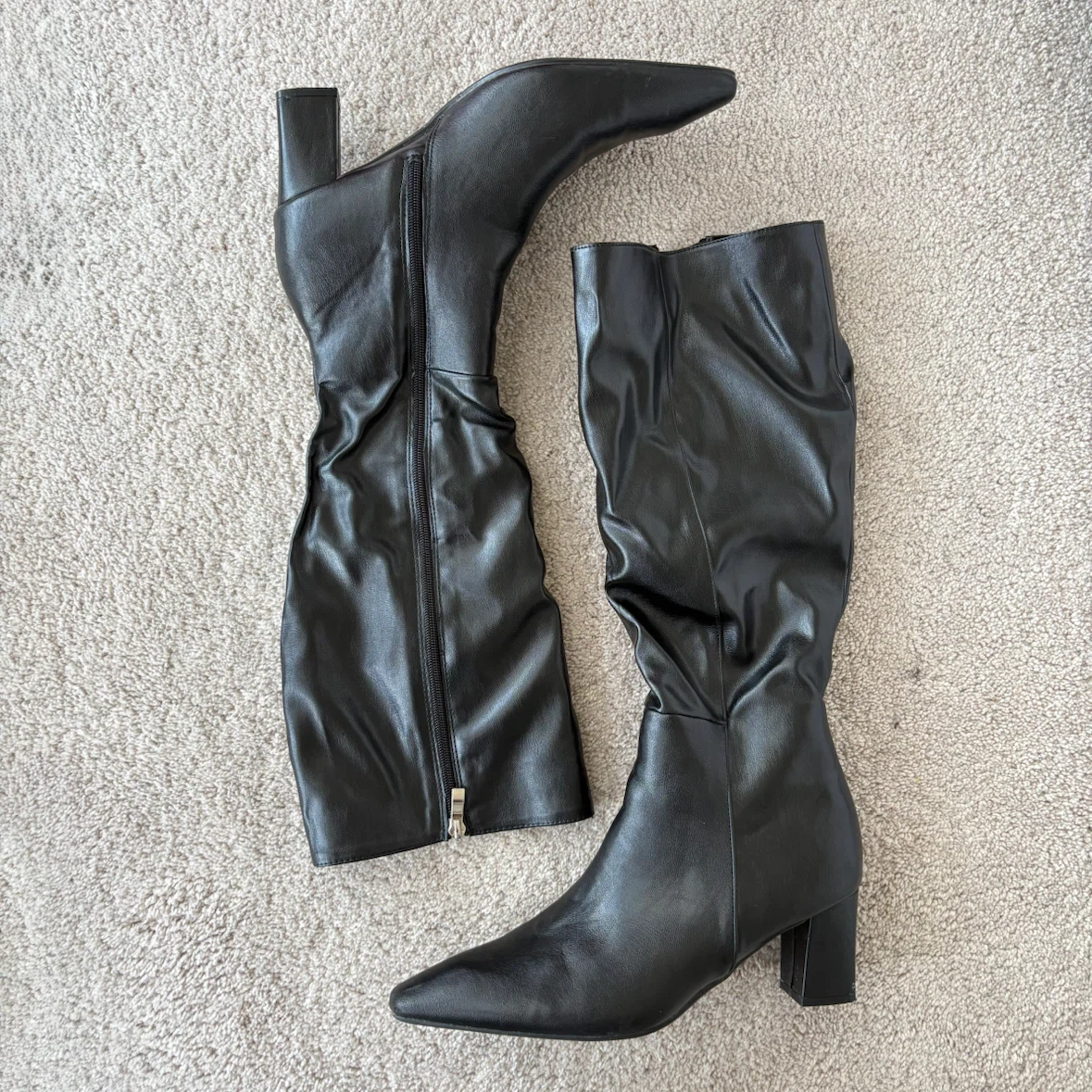 Black Knee-High faux leather Boots