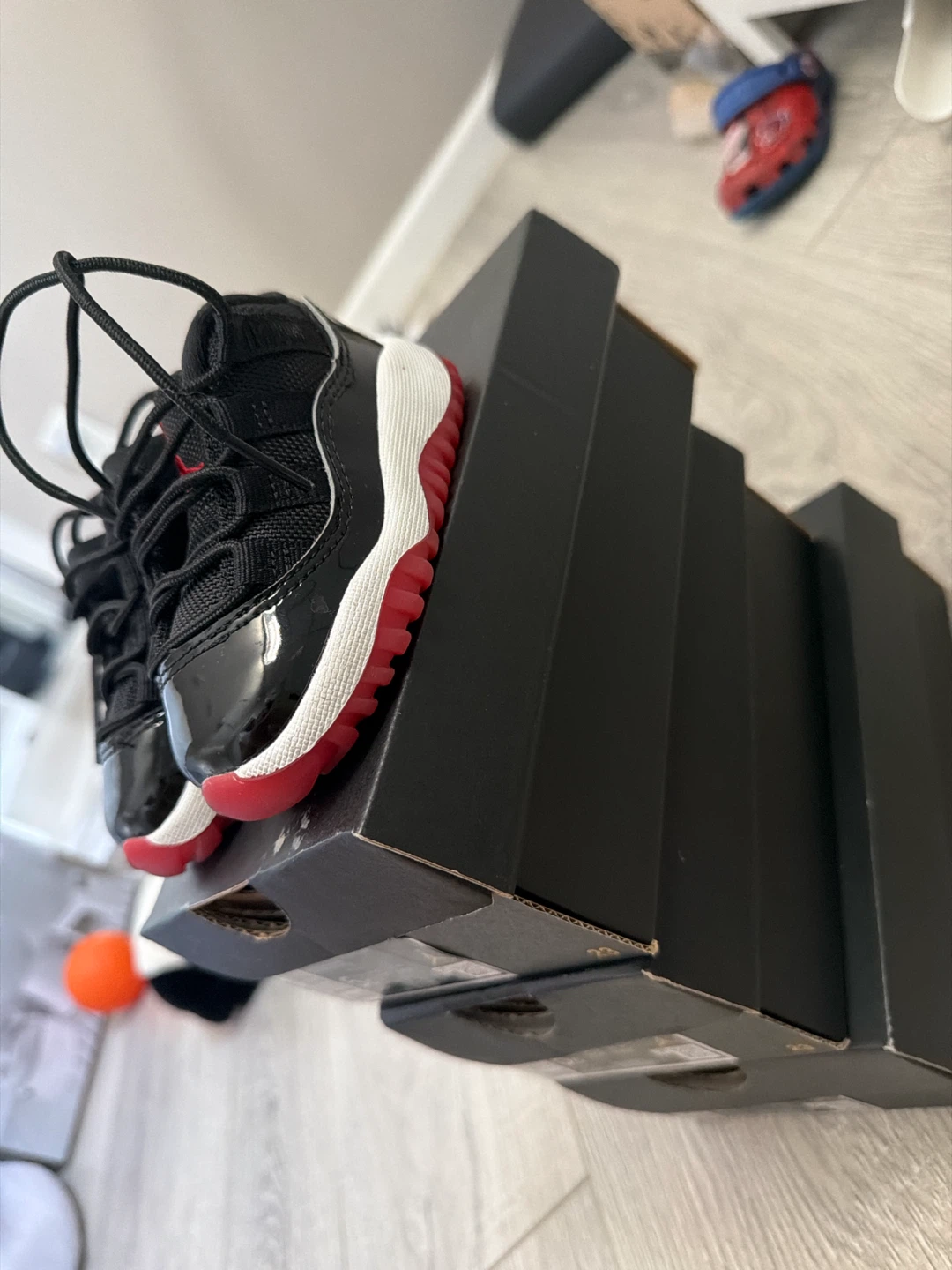 Jordan 11 Retro Low TD Black Red Toddler Shoes - photo 3