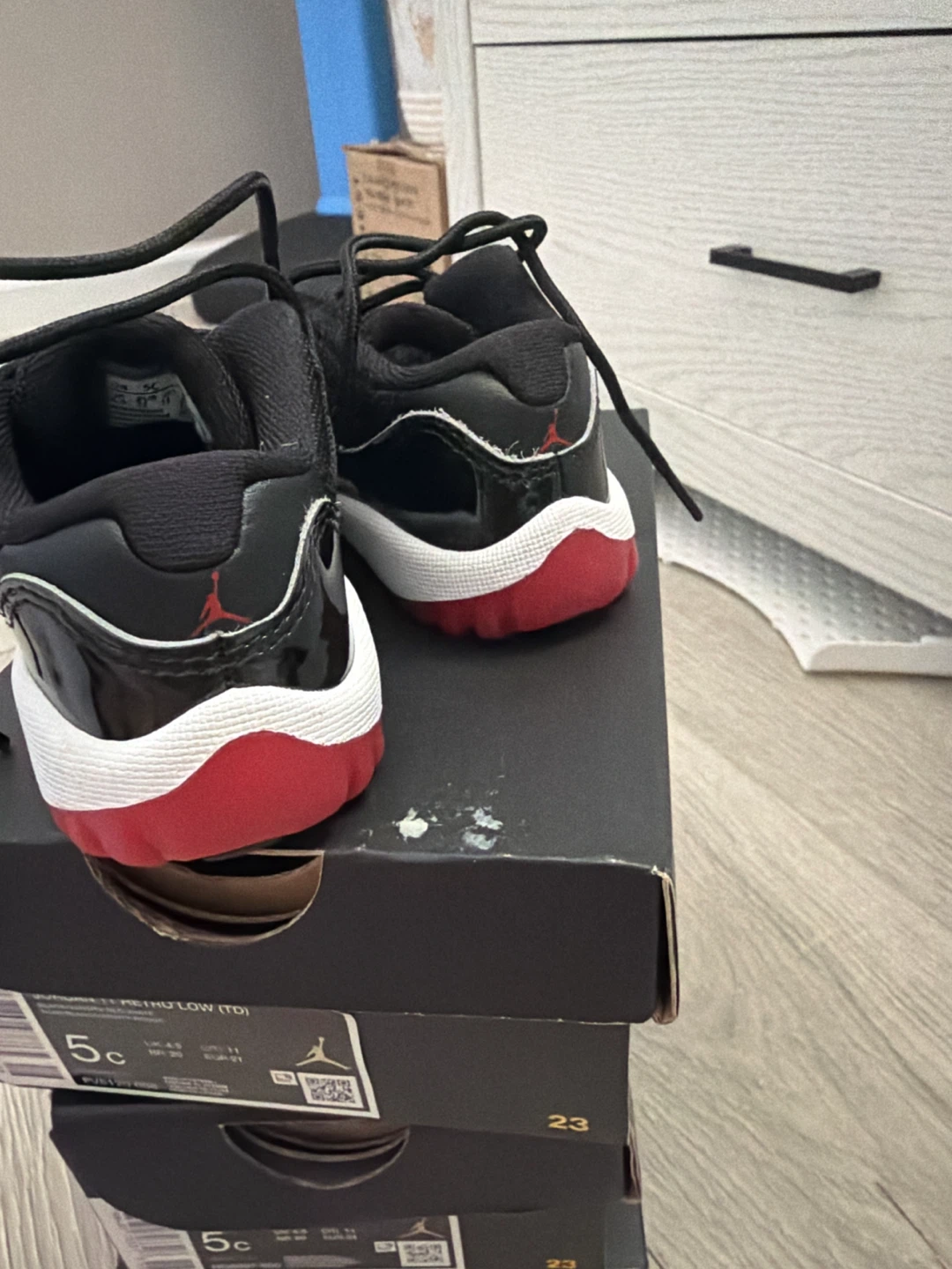 Jordan 11 Retro Low TD Black Red Toddler Shoes - photo 4