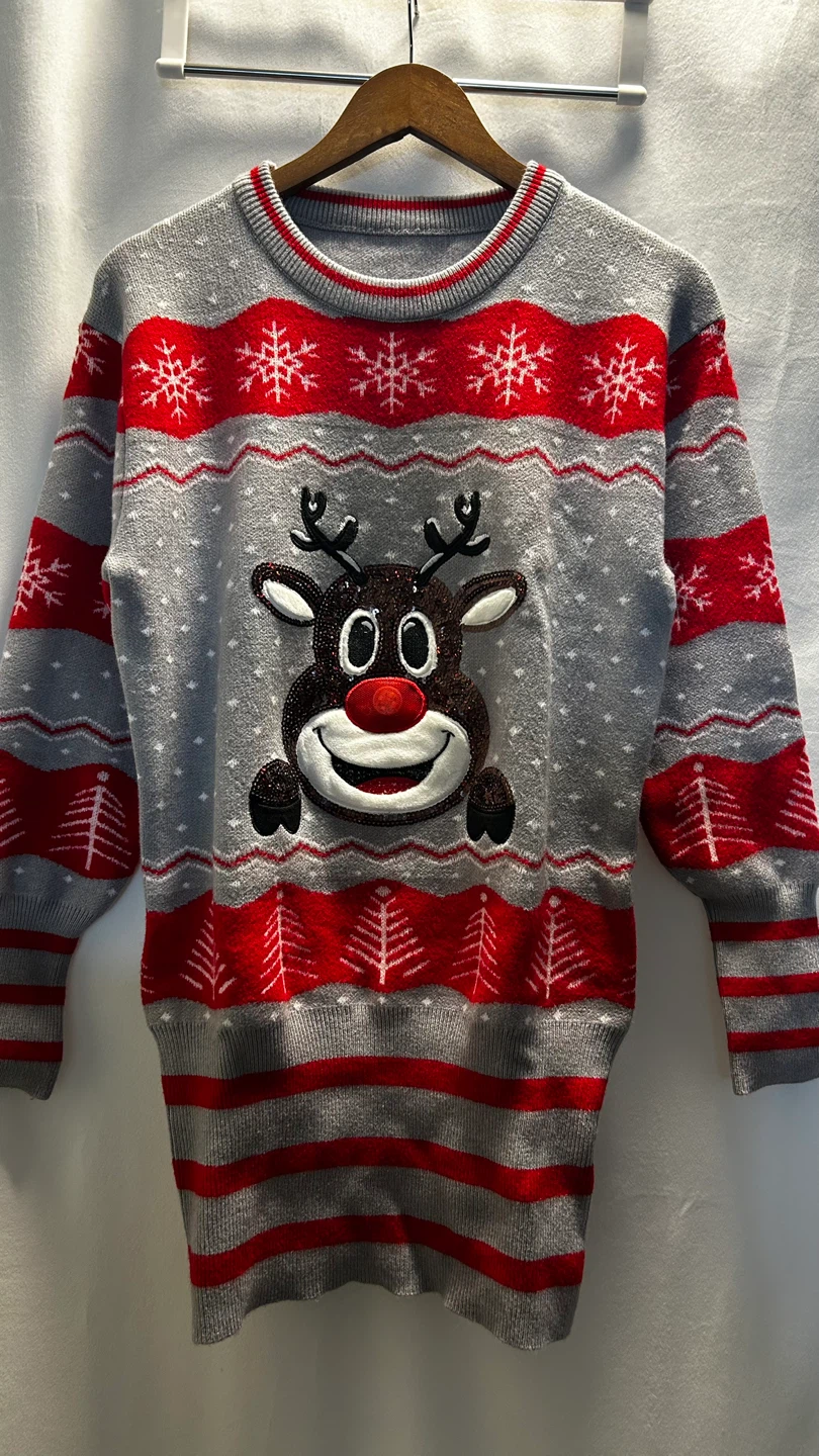 Christmas Reindeer Sweater Dress / Long Sweater – Size S-M - photo 2