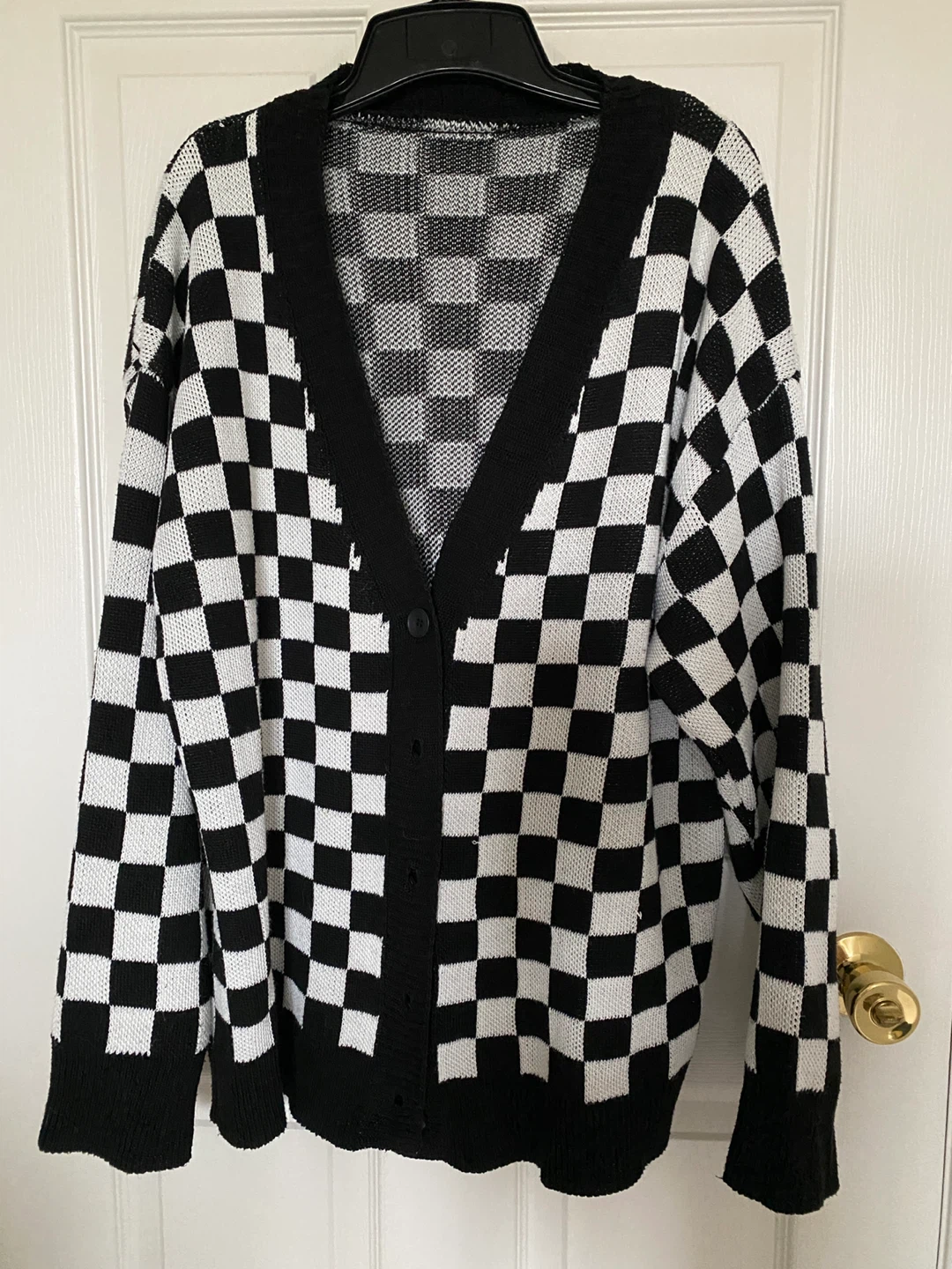 Black and White Checkered Cardigan