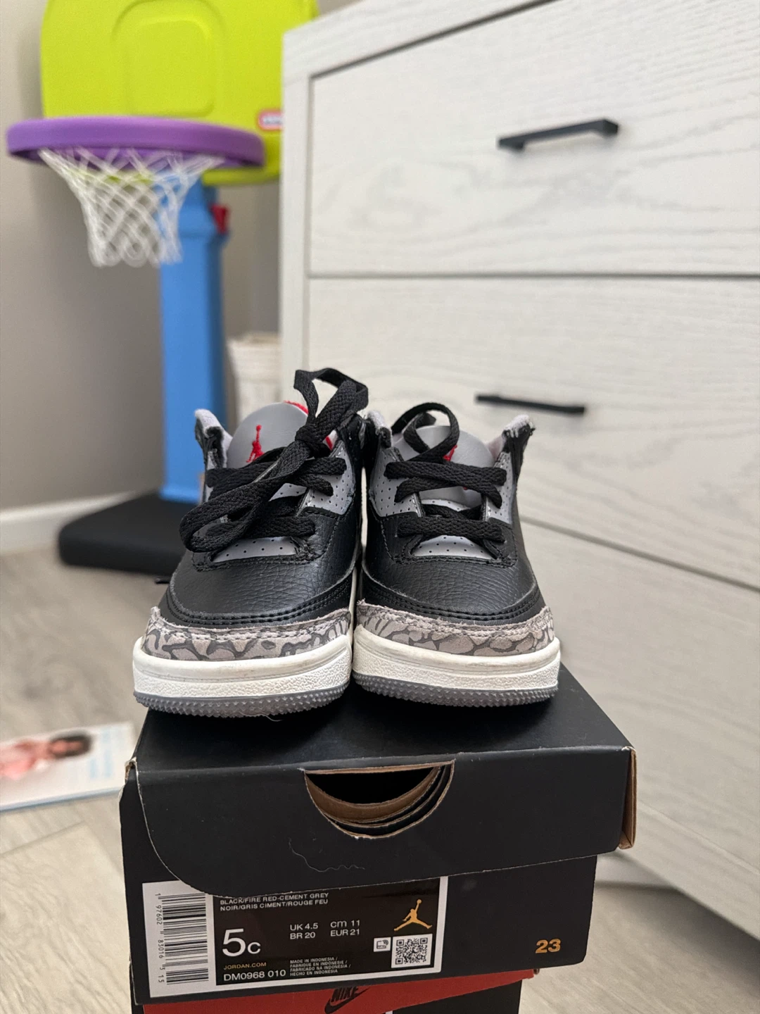 Toddler Jordan 3 "Black Cement" - Size 5C