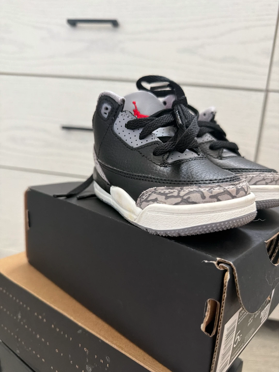 Toddler Jordan 3 "Black Cement" - Size 5C - photo 2