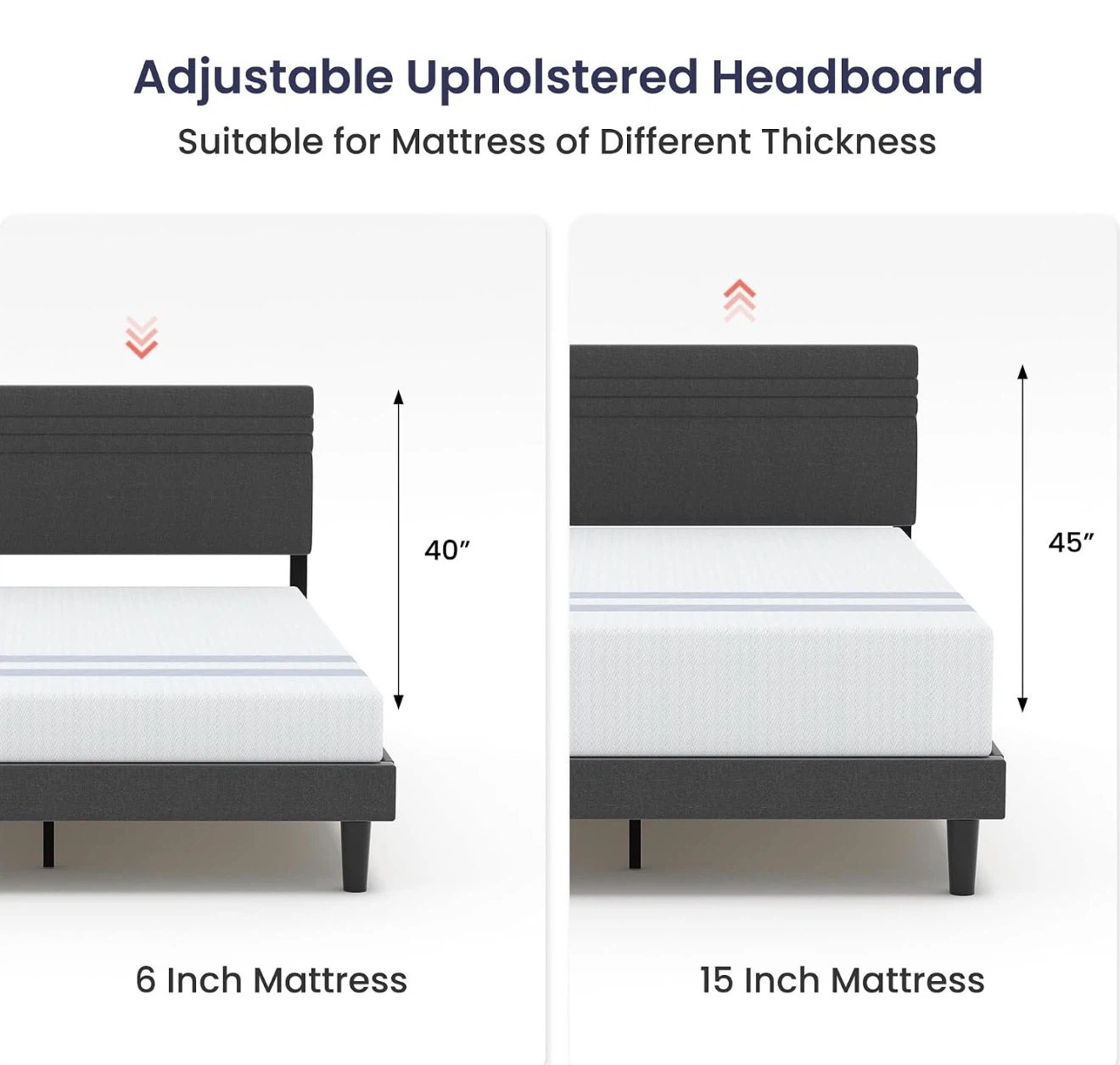 Queen Upholstered Bed Frame and Two Nightstands - photo 3