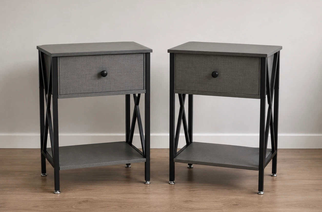 Queen Upholstered Bed Frame and Two Nightstands - photo 4