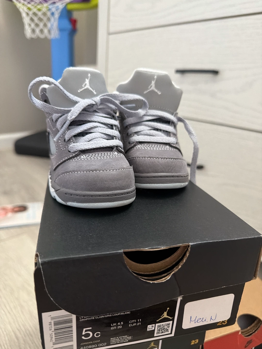 Jordan 5 Crib Shoes Grey Toddler Size 5C