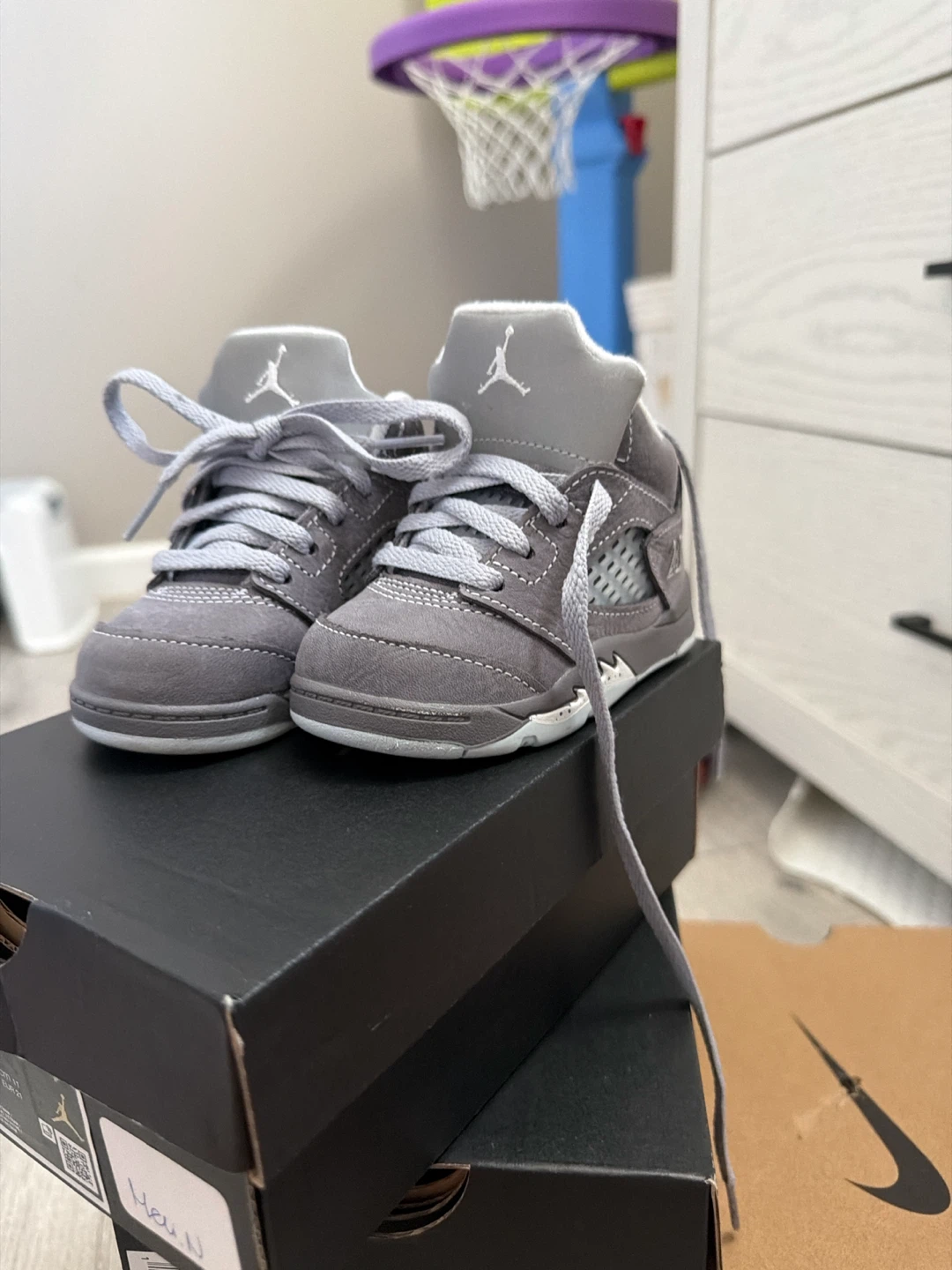 Jordan 5 Crib Shoes Grey Toddler Size 5C - photo 3