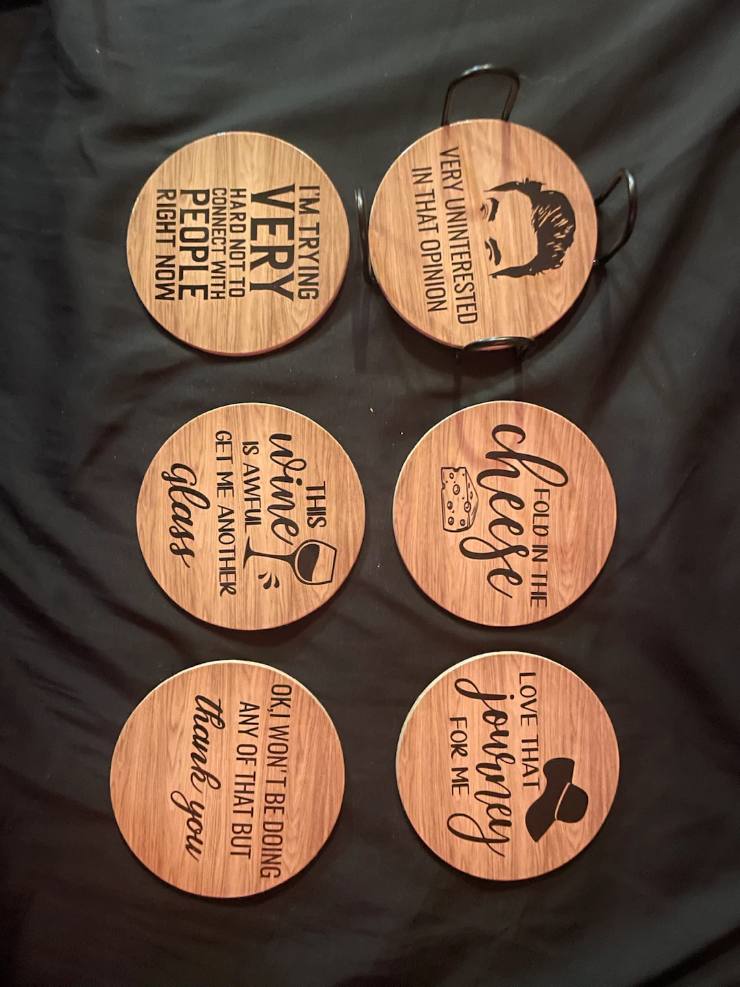 Schitt's Creek Themed Wood Coasters Set of 6