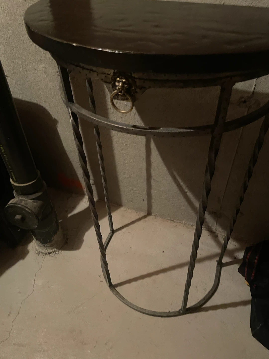 Half Moon Console Table with Wrought Iron Base