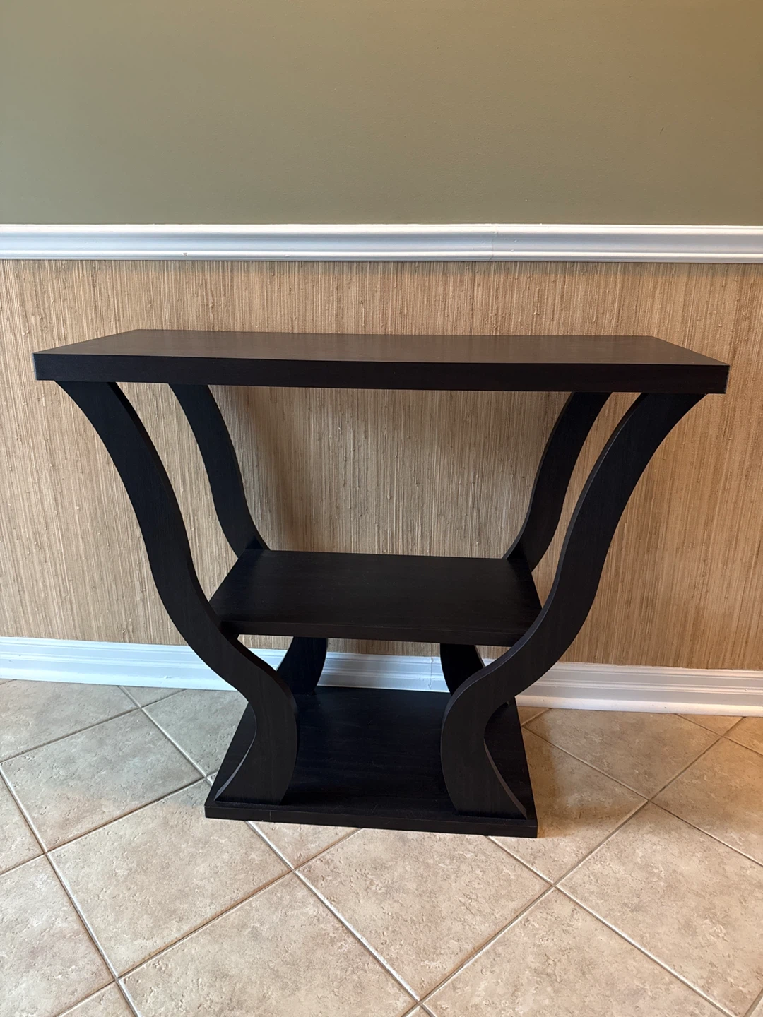 Dark espresso console table with curved legs - photo 2