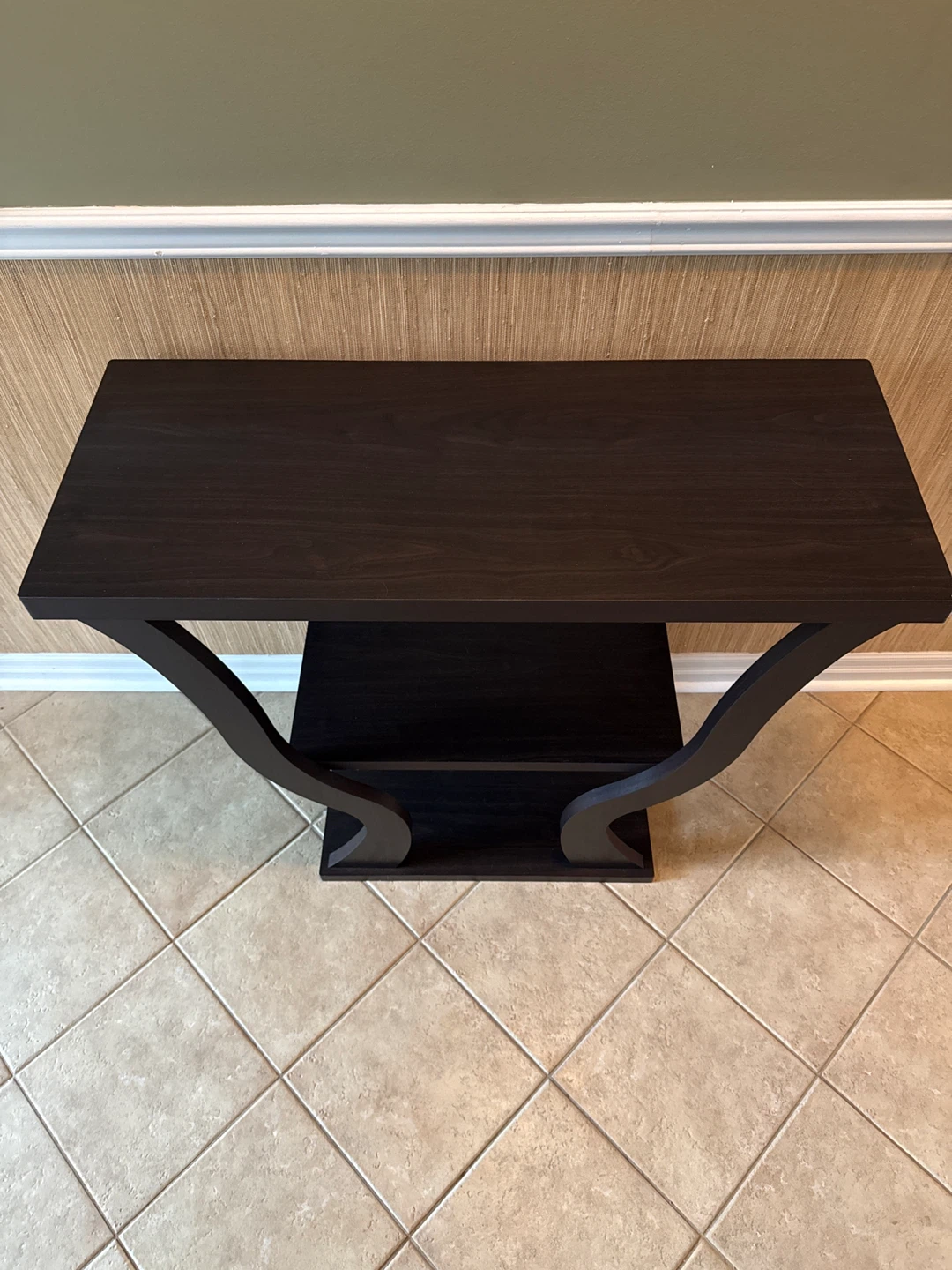Dark espresso console table with curved legs - photo 4