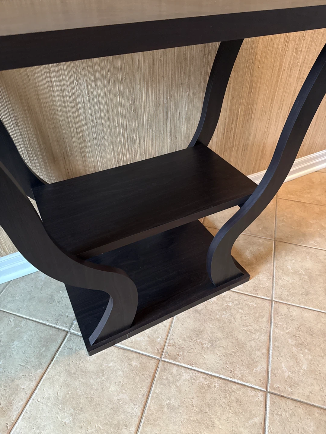 Dark espresso console table with curved legs - photo 5