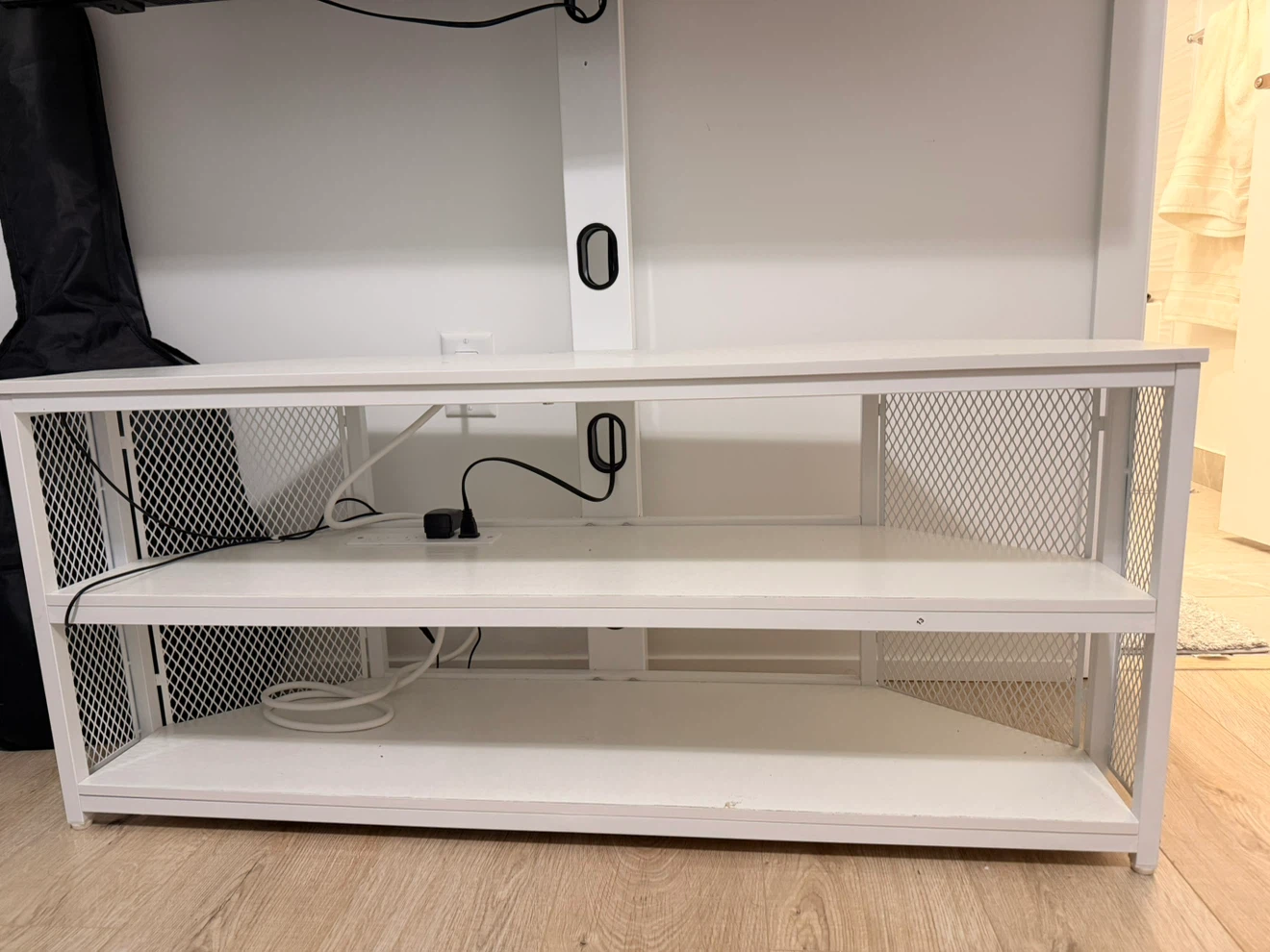 White Corner TV Stand with Shelves - photo 3