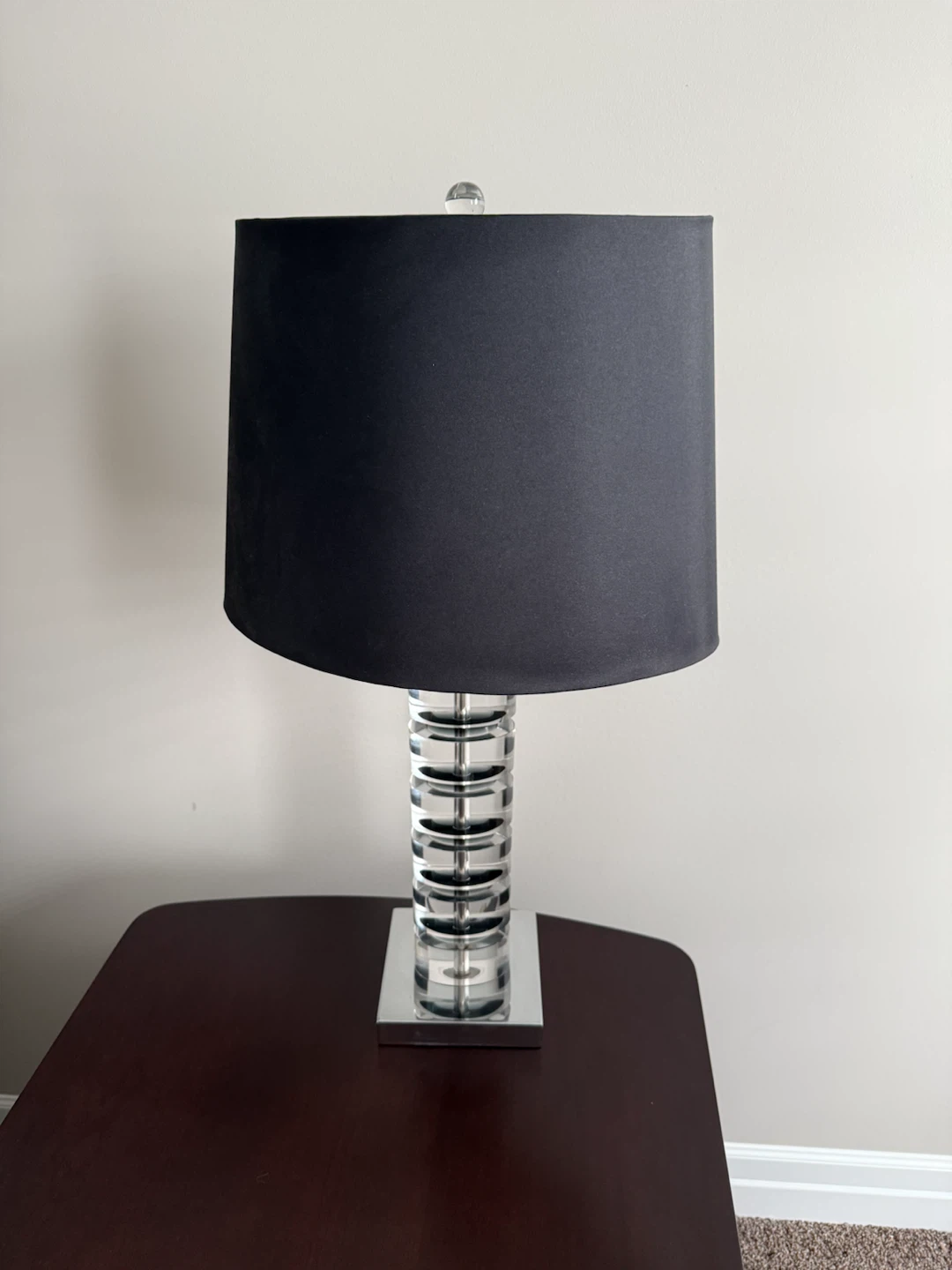 Modern Black Table Lamp with Chrome Base