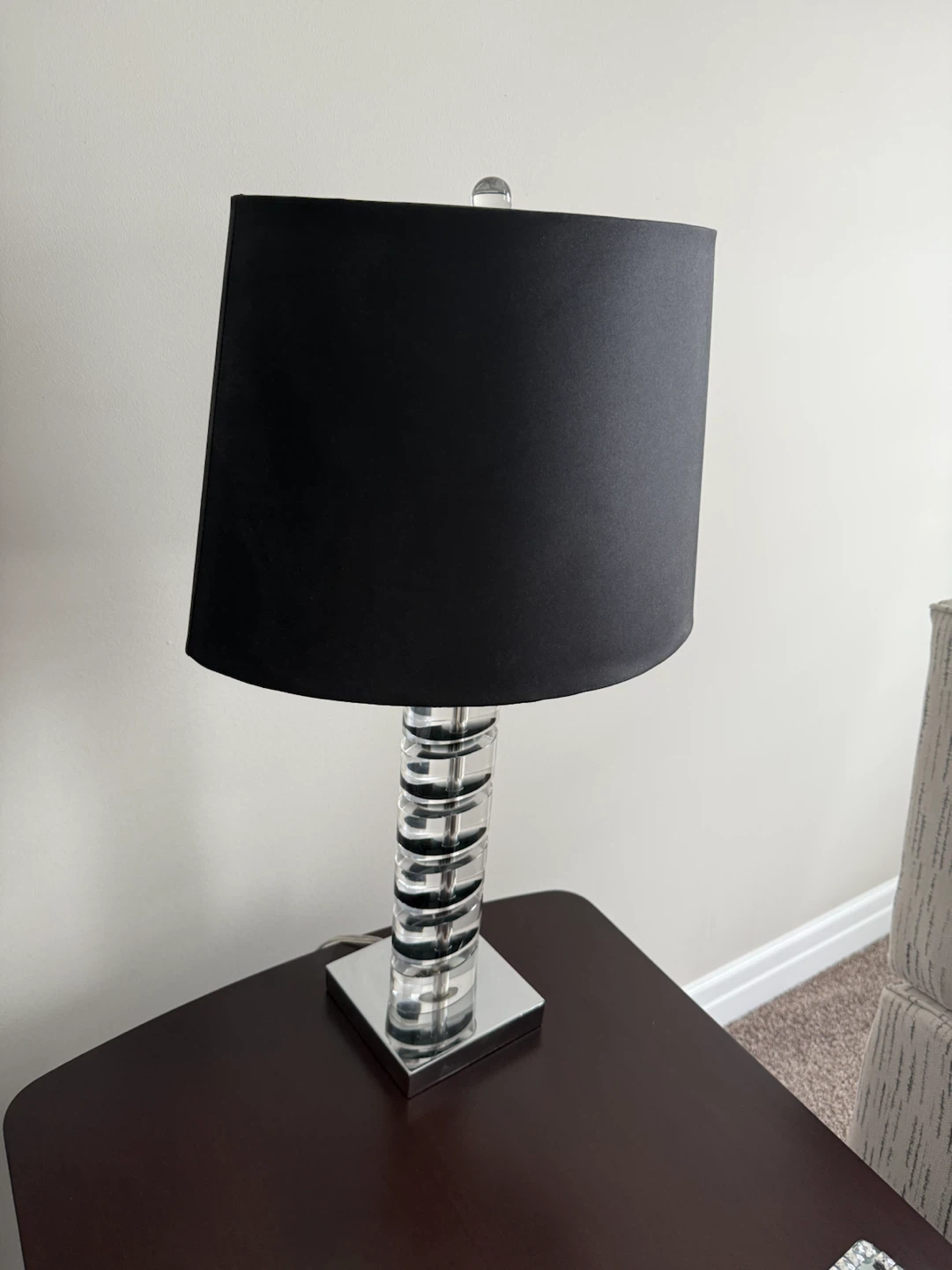 Modern Black Table Lamp with Chrome Base - photo 2